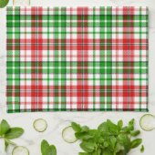 Wit Rood Groen Geruit Schots Motief Theedoek (Gevouwen)