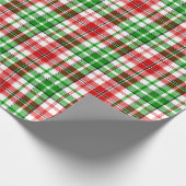 Wit Rood Groen Geruit Schotse Plaid Ontwerp Cadeaupapier (Hoek)