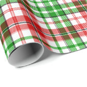 Wit Rood Groen Geruit Schotse Plaid Ontwerp Cadeaupapier (Rol Hoek)