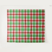 Wit Rood Groen Geruit Schotse Plaid Ontwerp Wandkleed (Voorkant (horizontaal))