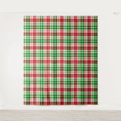 Wit Rood Groen Geruit Schotse Plaid Ontwerp Wandkleed (Voorkant)