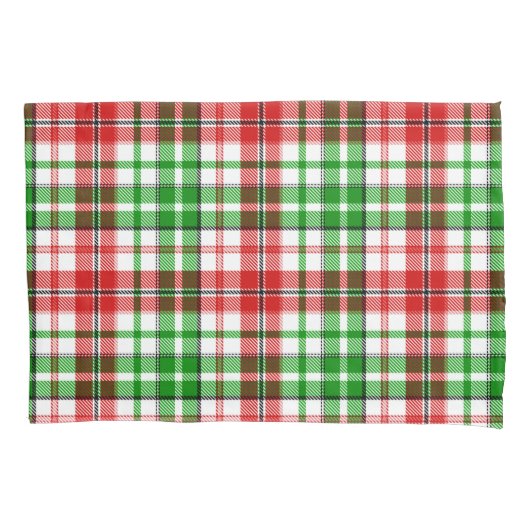 Wit Rood Groen Geruit Schotse Ruit Ontwerp Kussensloop (Voorkant)