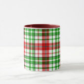 Wit Rood Groen Geruit Schotse Ruit Ontwerp Mok (Midden)