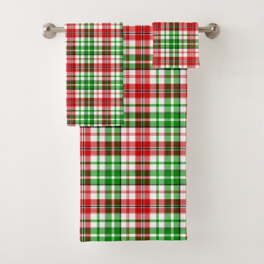 Wit Rood Groen Geruit Schotse Ruitontwerp  Bad Handdoek (Insitu)