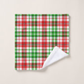 Wit Rood Groen Geruit Schotse Ruitontwerp  Bad Handdoek (Wasdoekje)