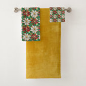 Wit rood groen goud poinsettia bad handdoek (Insitu)