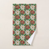Wit rood groen goud poinsettia bad handdoek (Handdoek)