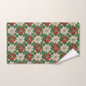 Wit rood groen goud poinsettia bad handdoek (Handdoek)