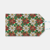 Wit rood groen goud poinsettia cadeaulabel (Voorkant (Horizontaal))