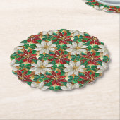 Wit rood groen goud poinsettia kartonnen onderzetters (Gekanteld)