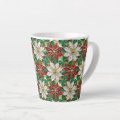 Wit rood groen goud poinsettia latte mok (Rechterhoek)