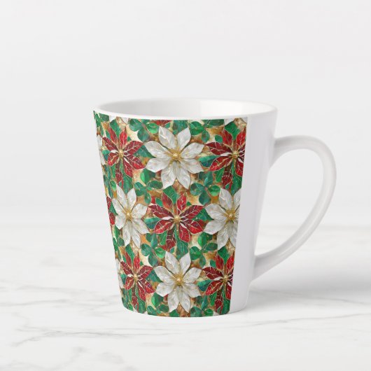 Wit rood groen goud poinsettia latte mok (Rechts)