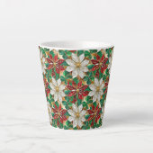 Wit rood groen goud poinsettia latte mok (Voorkant)