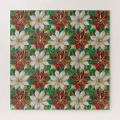 Wit rood groen goud poinsettia legpuzzel (Horizontaal)