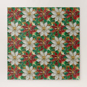Wit rood groen goud poinsettia legpuzzel (Verticaal)