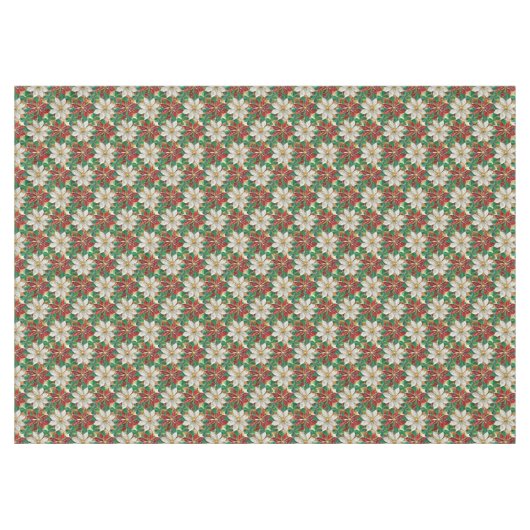Wit rood groen goud poinsettia tafelkleed (Voorkant (Horizontaal))