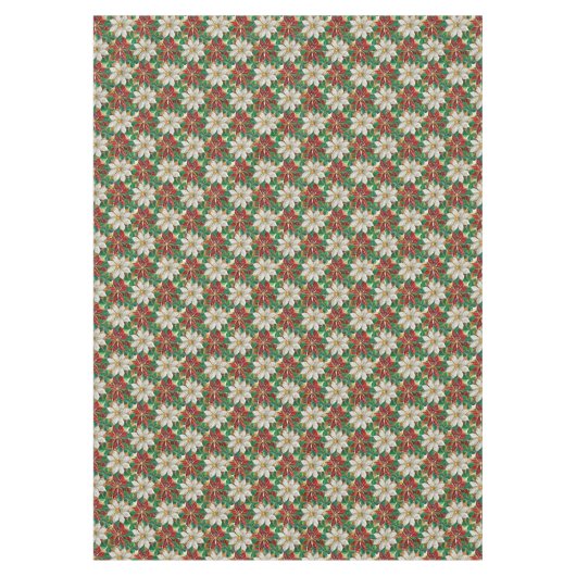 Wit rood groen goud poinsettia tafelkleed (Voorkant)