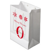 Wit Rood Groen Monogram Schrift Vrolijk Kerstfeest Medium Cadeauzakje (Voorkant Gekanteld)