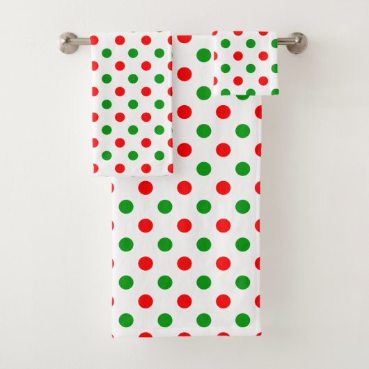 Wit Rood Groen Stippen Design  Bad Handdoek (Insitu)