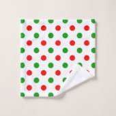 Wit Rood Groen Stippen Design  Bad Handdoek (Wasdoekje)