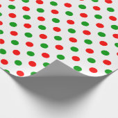 Wit Rood Groen Stippen Design  Cadeaupapier (Hoek)