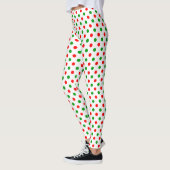 Wit Rood Groen Stippen Design Leggings (Links)