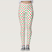 Wit Rood Groen Stippen Design Leggings (Voorkant)