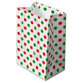 Wit Rood Groen Stippen Design  Medium Cadeauzakje (Achterkant Gekanteld)
