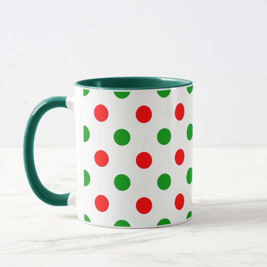 Wit Rood Groen Stippen Design  Mok (Links)