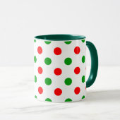 Wit Rood Groen Stippen Design  Mok (Voorkant rechts)