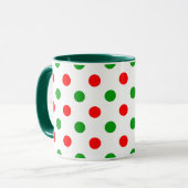Wit Rood Groen Stippen Design  Mok (Voorkant links)