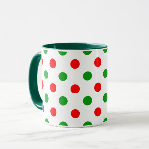 Wit Rood Groen Stippen Design  Mok
