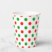 Wit Rood Groen Stippen Design Papieren Bekers (Achterkant)