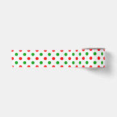 Wit Rood Groen Stippen Design  Satijnen Lint (Voorkant)
