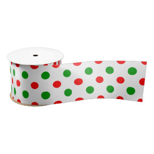 Wit Rood Groen Stippen Design Satijnen Lint