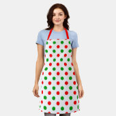 Wit Rood Groen Stippen Design  Schort (Gedragen)