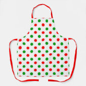 Wit Rood Groen Stippen Design  Schort (Voorkant)