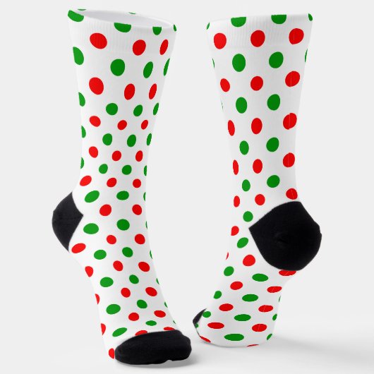 Wit Rood Groen Stippen Design Sokken (Gebogen)
