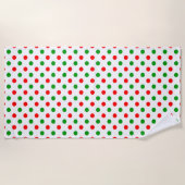 Wit Rood Groen Stippen Design  Strandlaken (Voorkant)