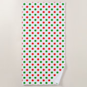 Wit Rood Groen Stippen Design  Strandlaken (Voorkant)