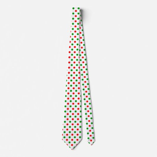 Wit Rood Groen Stippen Design  Stropdas (Voorkant)