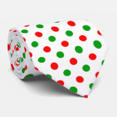Wit Rood Groen Stippen Design  Stropdas (Opgerold)