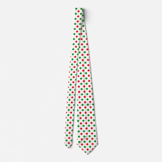 Wit Rood Groen Stippen Design  Stropdas (Achterkant)