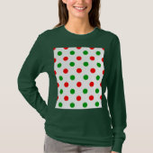 Wit Rood Groen Stippen Design T-shirt (Voorkant)