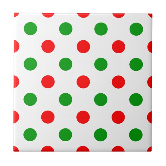 Wit Rood Groen Stippen Design  Tegeltje (Voorkant)