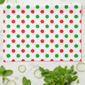Wit Rood Groen Stippen Design Theedoek (Gevouwen)