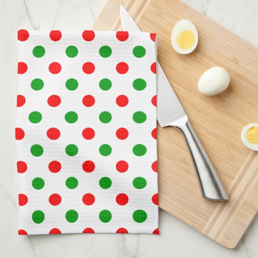 Wit Rood Groen Stippen Design Theedoek (Quarter Fold)