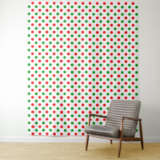 Wit Rood Groen Stippen Design  Wandkleed (In situ)
