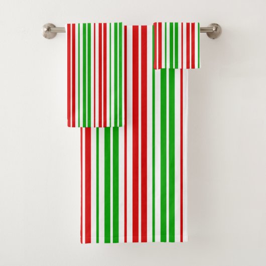 Wit Rood Groen Strepen Patroon Bad Handdoek (Insitu)