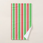 Wit Rood Groen Strepen Patroon Bad Handdoek (Handdoek)